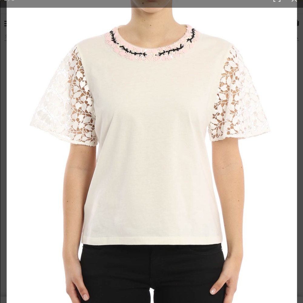 giambattista valli jewel neckline jersey shirt XS